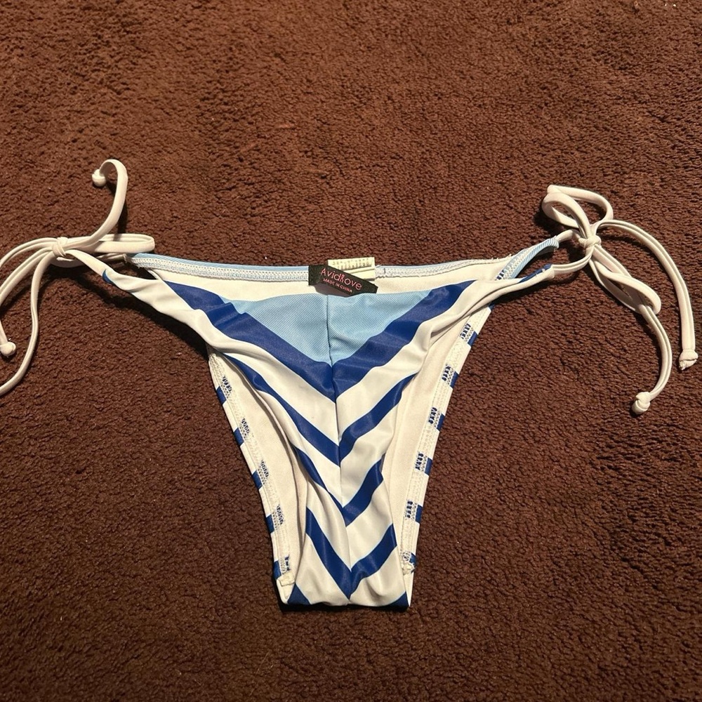 Vix Swimwear Striped Bikini Bottom in Blue and White